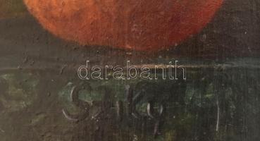 Sziky jelzéssel: Csendélet. Olaj, fa. Dekoratív fa képkeretben. 39,5x30 cm