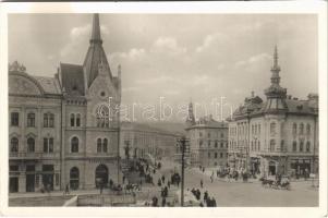 Kolozsvár, Cluj; Szamos híd, gyógyszertár, étterem, bor, sör és pálinka nagyraktár, Wertheimer Vilmos üzlete / Somes bridge, square, shops, pharmacy, restaurant