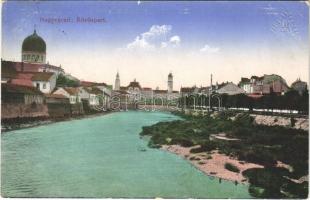 1915 Nagyvárad, Oradea; Körös part, zsinagóga / Cris riverside, synagogue