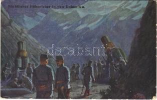 1915 Nächtliches Höhenfeuer in den Dolomiten / WWI Austro-Hungarian K.u.K. military art postcard, mountain troops in the Dolomites. B.K.W.I. 259-149. (EK)