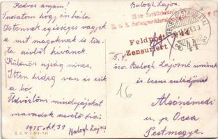 1915 Nächtliches Höhenfeuer in den Dolomiten / WWI Austro-Hungarian K.u.K. military art postcard, mo...