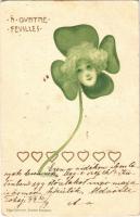 1899 A Quatre Feuilles / Art Nouveau clover lady. Edgar Schmidt. litho s: Raphael Kirchner (fa)
