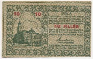 Pécs 1919. 10f Pécs Törvényhatósági Jogú Város Házipénztára pénztárjegye T:III szép papír