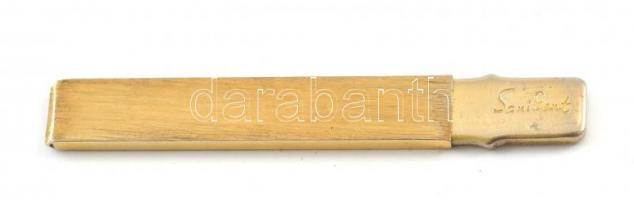 Ezüst(Ag) fogpiszkáló, fém tokkal, jelzett, Sanident felirattal, h: 6 cm, bruttó: 3,8 g