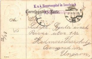 Innsbruck (Tirol), Maria-Theresienstrasse / street view. Art Nouveau, Emb. litho frame with swallows...