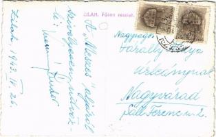 1943 Zilah, Zalau; Fő tér, Meszes alja, gyógyszertár, Vigadó étterem és kávéház, Szabó Kálmán üzlete...