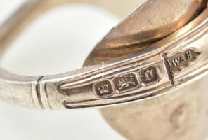 Ezüst(Ag) kanálból készített nagyméretű gyűrű. Jelzett (Walker&Hall), méret: 63, nettó: 11,2 g