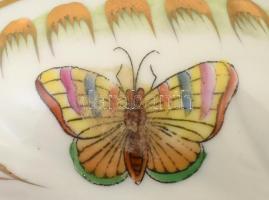 Herendi porcelán Viktória mintás bonbonier, kézzel festett, jelzett, hibátlan, m: 8 cm, d: 8 cm