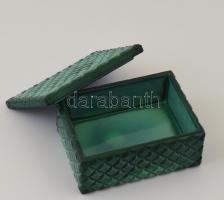 Malachitüveg, öntött, ékszertartó doboz, hibátlan, 5,5x12 cm