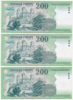 2001. 200Ft "FA 3757050" + 200Ft "FB 2833352" + 200Ft "FD 6718043" T:I...