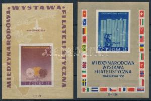 Nemzetközi bélyegkiállítás, Varsó 2 vágott blokk, International stamp exhibition, Warsaw 2 imperforated blocks