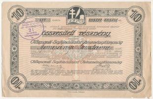 Budapest 1920. Központi Sajtóvállalat Részvénytársaság részvénye 25K-ról, felülbélyegzéssel és szelvényekkel T:III