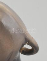 Gránit porcelán elefánt fiával, kézi festéssel, farkánál sérült, ragasztott, 13,5x15 cm