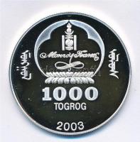 Mongólia 2003. 1000T Ag "Ázsia történelme - Transz-Szibériai Expressz" kapszulában (19,84g...