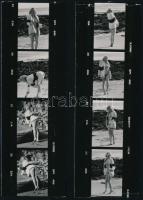 Erotikus fotókat tartalmazó negatív film kontakt másolata, 2 db, 4+4 képkockával, felületén törésnyomokkal, 16×5 cm