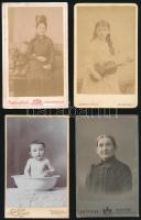 cca 1885-1910 4 db vizitkártya különböző műtermekből, 10,5x6,5 cm