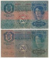 1913. 20K + 1913. 20K II. kiadás mindegyik román felülbélyegzéssel T:III,III-