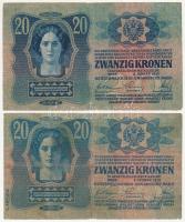 1913. 20K + 1913. 20K "II. kiadás" mindegyik román felülbélyegzéssel T:III,III-