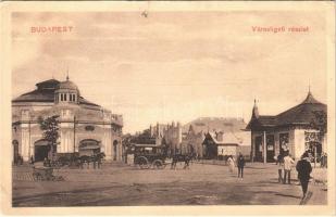 1920 Budapest XIV. Városligeti részlet, The Royal Vio mozi, Fortuna mozi, mulató bódék, omnibusz (EB)