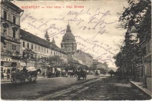 1911 Budapest VI. Váci körút (Bajcsy Zsilinszky út), Bazilika, üzletek, villamos (EK)