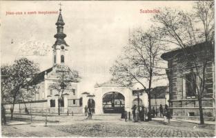 1909 Szabadka, Subotica; Jókai utca, szerb templom / street, Serbian church