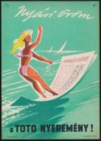 cca 1960 Nyári öröm a TOTO játék villamosplakát s: Macskássy: 16x24 cm