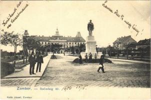 1906 Zombor, Sombor; Szabadság tér, Schweidel József szobor. Kolár József kiadása / square, statue