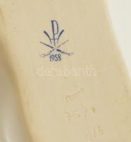 Herendi porcelán cipőcske, kézi festéssel, pur-pur virágos, jelzett, formaszámmal, hibátlan, 5x10,5 ...