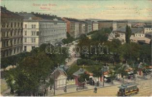 1909 Brno, Brünn; Bahnring, Grand Hotel, tram