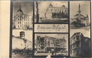 Belgrade, Beograd; Hotel Moskau, Beobachtungsthurm, Neuer und Alte Konak, Moschee, Apotheke / WWI ruins, hotel, mosque, pharmacy, castle tower. photo