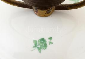 Herendi zöld rózsa mintás porcelán lámpa. Kézzel festett, jelzett, minimális kopással. bura nélkül. ...