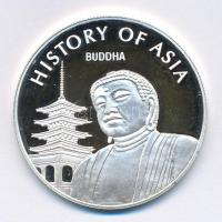 Mongólia 2003. 1000T Ag Ázsia történelme - Buddha kapszulában (19,54g/0.999/39mm) T:PP fo.  Mongolia 2003. 1000 Tugrik Ag History of Asia - Buddha in capsule (19,54g/0.999/39mm) C:PP spotted