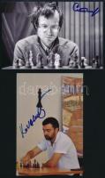 2 db sakknagymester aláírása fotón Tivjakov és Kowalenko / Chess Grand Masters autograph signatures 15x10 cm