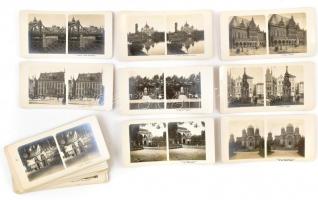 cca 1900-1920 Vegyes külföldi sztereófotó tétel, 51 db, 18x9 cm