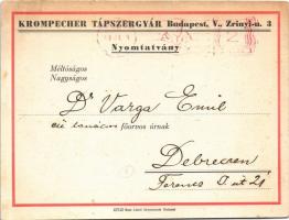 Caphosein tejfehérje az erjedéses hasmenés szuverén gyógyszere. Krompecher Tápszergyár reklámja. Bud...