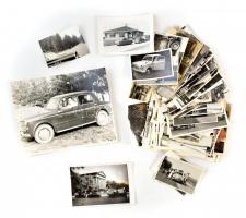cca 1917-1980 Autókat, buszokat, egyéb járműveket ábrázoló fényképek, 120 db fotó, köztük több feliratozott, 6x4,5 cm és 21x16 cm közötti méretben