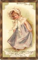 1902 Children art postcard, girl. Serie 228. litho (EK)