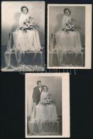 cca 1940-1960 7 db esküvői fotó kb 9x14 cm