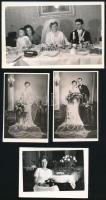cca 1940-1960 7 db esküvői fotó kb 9x14 cm