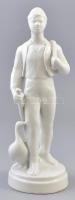 Drasche Ludas Matyi porcelán figura, fehér mázas, jelzett, égetési repedésekkel, m: 27 cm