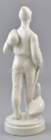 Drasche Ludas Matyi porcelán figura, fehér mázas, jelzett, égetési repedésekkel, m: 27 cm