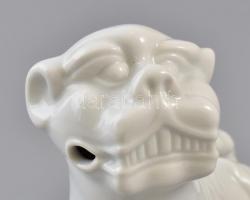 Herendi porcelán kínai fö (pho) kutya, fehér mázas, jelzett, hibátlan, m: 15 cm, h: 16 cm / Herend p...
