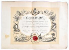 1874 Biharvármegyei Gazdasági Egyesület okvelele báró Bémer Pál részére, muskotály szőlő termékekért. 60x43 cm. Hajtva