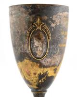 1929 "Stuller László elnök urunknak" Nagykanizsai Kerékpár Egylet serleg, kopottas állapot...