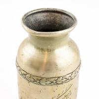 Grand Hotel Imperial fém váza, horpadásokkal, karcolásokkal, m: 20 cm