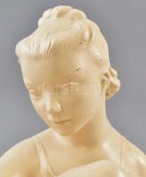 Balerina figura, gipsz, fehérre festett, formaszámmal, apró kopásnyomokkal, m: 21 cm, h: 29 cm