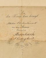 1870 Főhadnagyi kinevezés hidegkuti Steinbach Ervin részére az 5. gróf Radetzky huszárezredbe. Hajtv...