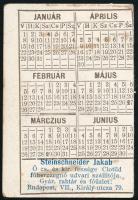 1899 Kártyanaptár litografált képpel.  Steinschneider Jakab udavri szállító reklám bélyegzőjével 5x7...