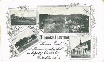 1899 Törökbálint, látkép, vasútállomás, kaszinó, zárda. Budovinsky fényképész. Art Nouveau, floral (vágott / cut)