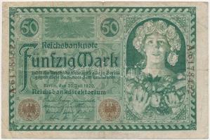 Németország / Weimari Köztársaság 1920. 50M T:III Germany / Weimar Republic 1920. 50 Mark C:F
